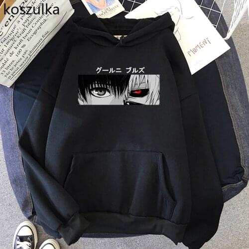 Tokyo Ghoul Kaneki Ken Eyes Hoodies Japan Anime Print Pullovers Loose Hip Hop Sweatshirt Punk Streetwear Harajuku Women Hoodie