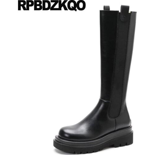 Big Brand Waterproof Winter Boots Women Muffin Flatform Long Chelsea Riding Platform Knee High Equestrian Fall Harajuku Shoes