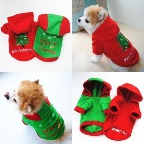 Christmas Dog Clothes Winter Warm Fleece Hoodies Coat For Small Medium Dogs New Year Puppy Dog Costume Puppy Yorkshire Outfit