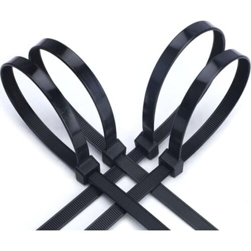 20Pcs 10*400 to 10*1500 Self-Locking Cable Ties Black Plastic Nylon Zipper Wraps Strap Fastening Fixing Ring Black