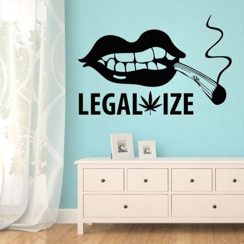 Sexy Lips Wall Sticker Joint Maple Leaf Legalize Smoking Weed Vinyl Window Stickers Smoking Room Removable Wall Decals