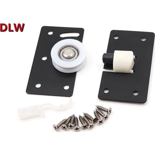 RONGYAO Wardrobe Pulley Mute Door Wheel Cabinet Sliding Door Wheel 378 Cam Vintage Iron Black Furniture Pulley 2 pairs