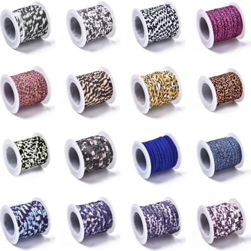 2 Rolls 6mm Polyester Flat Elastic Cord Thread Leopard Print Style Cords For DIY Handmade Garment Sewing Jewelry Beading String