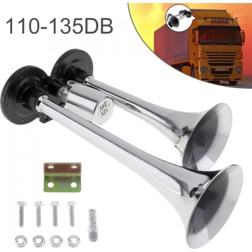 12V / 24V 110-135dB Trumpet Super Loud Dual Heavy Duty Plastic Trumpet Train Air Horn for Boat Train Car Vehicle