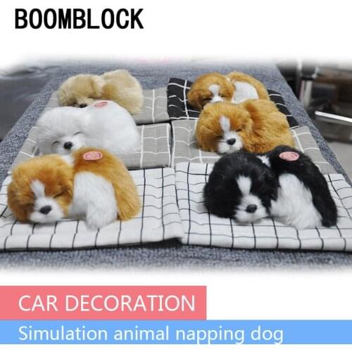 Car Ornaments Plush Simulation Sleeping Dog For Volkswagen BMW E46 E39 Mini Cooper Audi A4 B6 B8 A5 Ford Fiesta Kuga Accessories