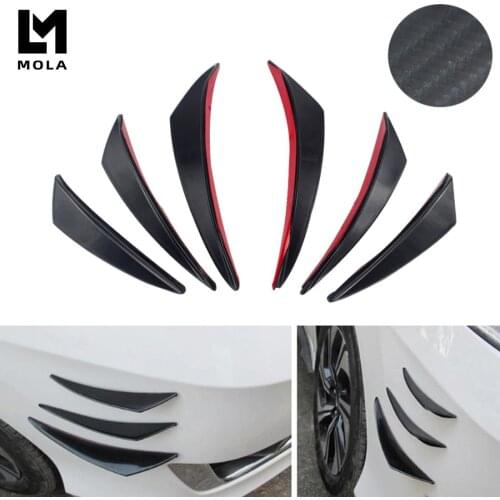 6pcs/set Universal Fit Front Bumper Lip Diffuser Splitter Fins Body Spoiler Canards Valence Chin Car Tuning Canard