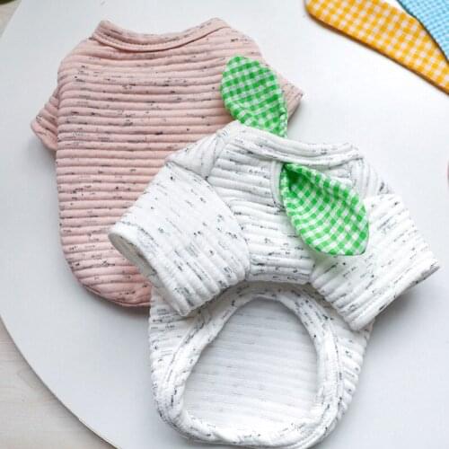 Spring Simple Fashion White Summer Pet Dog Clothes Two-legged O-neck T-shirt for Yorkies Small Dogs Bow Tie Soft Thin Chihuahua