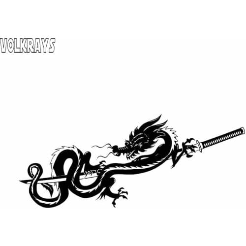 Volkrays Personality Car Sticker Oem Dragon Samurai Symbol Soldier Accessories Reflective Vinyl Decal Black/Silver,6cm*17cm
