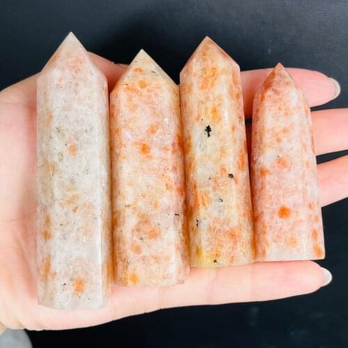 Magic Wand Crystal Column Gold Sun Stone Quartz Natural Crystal Sign Energy Home Decoration