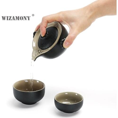 WIZAMONY Kung Fu Tea set 1 Pot 2 Cup Elegant Gaiwan Teaware teapot Drinkware kettle Coffee Cup Chinese Celadon Porcelain Tea Pot