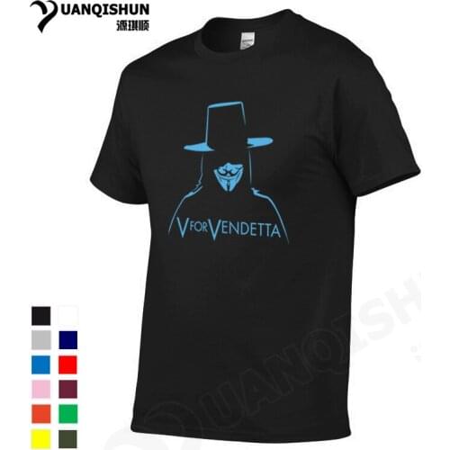 YUANQISHUN Anonymous T-Shirt V for Vendetta Mask Mens T Shirt O Neck Short Sleeve Man Funny Tops Tee Shirt Unisex Tshirt EU Size