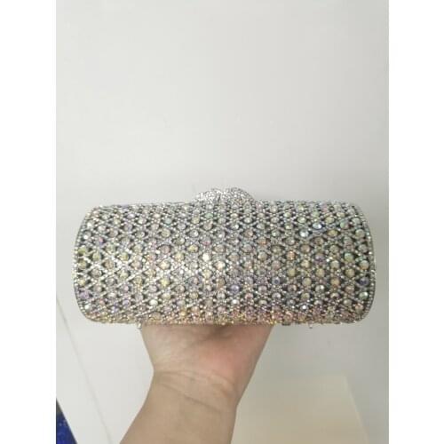Blue Gold Silver Color AB White Diamond Womens Crystal Evening Bag Lady Banquet Party Handbag Female Cocktail Prom Clutch Purse
