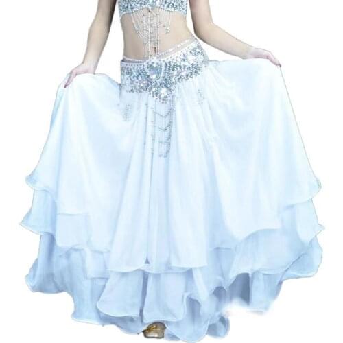 High quality belly dance clothes baru Leafroll double slit ear chiffon Belly Dancing skirt for women belly dance costumes