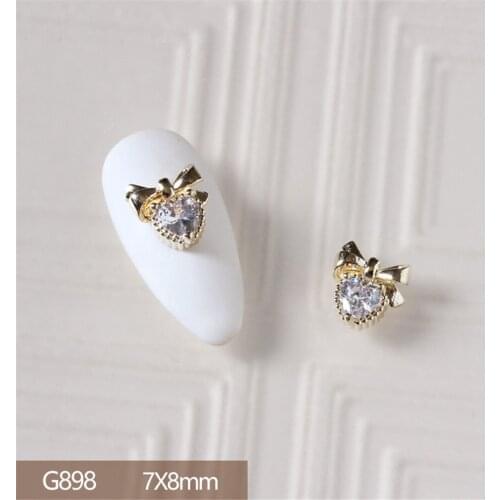 10pcs/lot Luxury Cute Bow Love 3D Alloy Nail Art Zircon Crystal Metal Manicure DIY Nails Accesorios Supplies Decorations Charms
