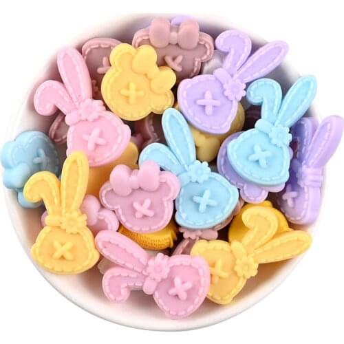 20 Pcs Lovely Rabbit Resin Candy Decoration Crafts Beads Frame Flatback Cabochon Scrapbook DIY Embellishments Accessories
