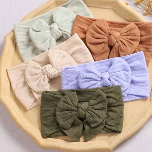 40 Colors Striped Print Baby Girls Nylon Newborn Headbands Hairband For Girls Bows Turban Kids Headwear Baby Hair Accessories