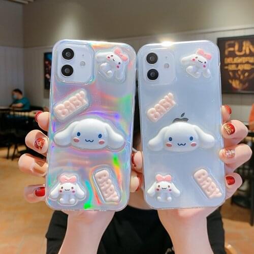 Cartoon Cute Baby Dog Soft TPU Phone Case for iPhone 12Pro MAX 11 7 8 Plus X XR XS MAX Laser Anti knock Phone Protective Cover