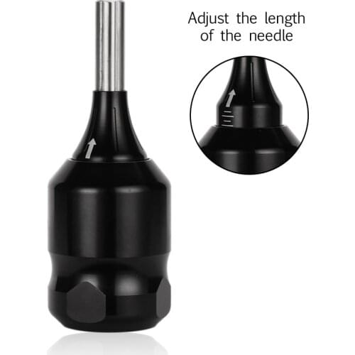 Black Adjustable Round Tattoo Grip Heavy Tube Tattoo Machine Gun Part Auto Lock Handle Professional Supply for powerful artists