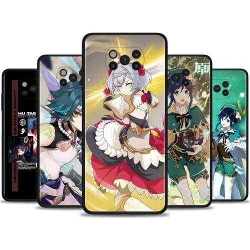 Black Cover For Xiaomi Poco X3 M3 CC9 Pro X3NFC F3 F1 A3 A2 CC9E Note 10 Lite Case Soft Fundas TPU Coque genshin impact
