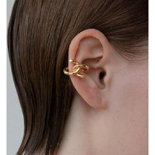 CHUANGU 2 Designs Twisted Rope Clip Earrings without Piercing U Shape Geometric Earrings Clips Crossed Minimalist Ear Cuff Hot