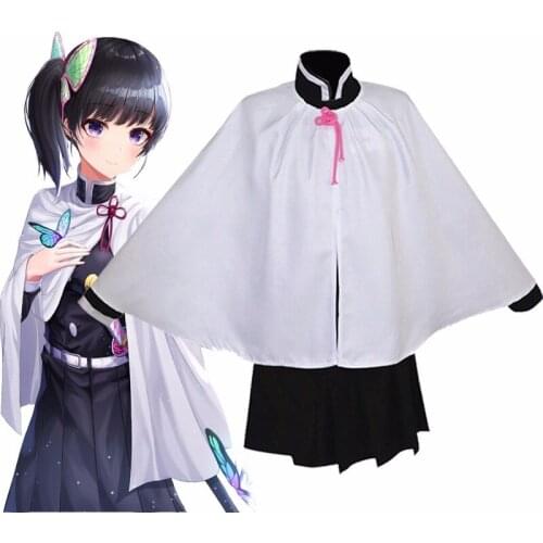 Demon Slayer Kimetsu no Yaiba Tsuyuri Kanawo Cosplay Costume Women Battle Uniform Pleated Skirt Cloak Girl Halloween Costume Wig