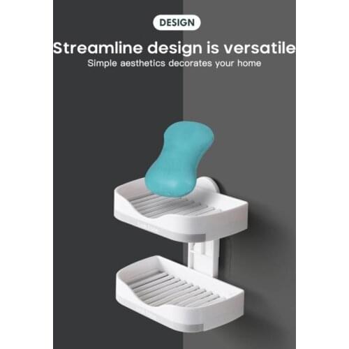 Double Layer Soap Holders Wall Mounted Soap Rack Self Adhesive Soap Dishes Soap Sponge Dish Shelves Bathroom Accessories