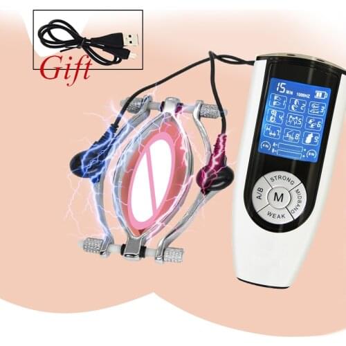 Electro Shock Metal Labia Clip Clitoris Clamp Vagina Opener Clitoral Stimulator Sex Tool for Women Masturbation Bdsm Pussy Clamp