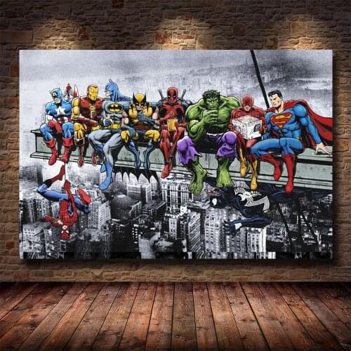 Paintings Canvas Painting Funny Movie Poster and Print Marvel Avengers Superhero Cuadros Wall Art Picture Kids Room Home Deco
