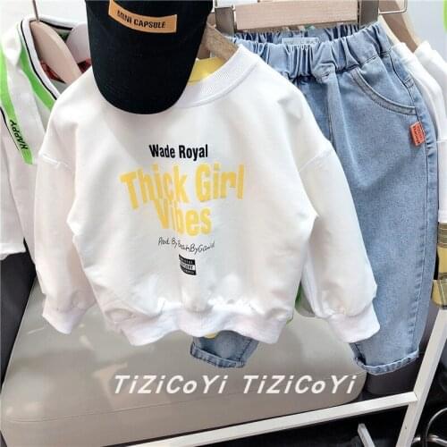 Baby Boys Clothing Set Spring Autumn New Kids Fashion Casual Suits Letter Print Sweatshirts Long Sleeve Tshirts Jeans Boys 3pcs