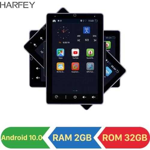 Harfey 10.1" Android 10.0 Car Multimedia player Universal car Radio HD 180°Rotatable Screen RAM 2GB ROM 32GB GPS support Carplay