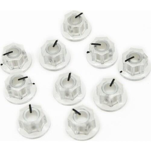 KAISH 10x Transparent Small Size MXR Style Skirted AMP Knob Effects Pedal Knobs Brass Insert