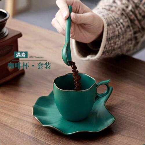 Ceramic Coffee Cup And Saucer Set European Style Small Luxury Home Afternoon Tea Cups Gift Spoon Breakfast Milk Mug
