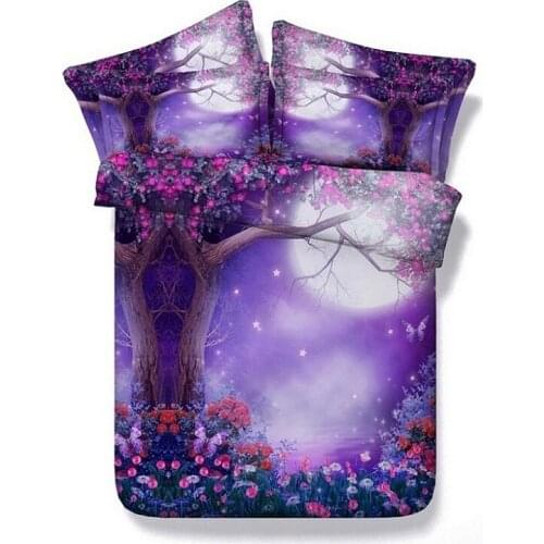 Purple bedding sets floral butterfly twin full queen super king size double doona quilt duvet cover bed sheets linen bedspreads