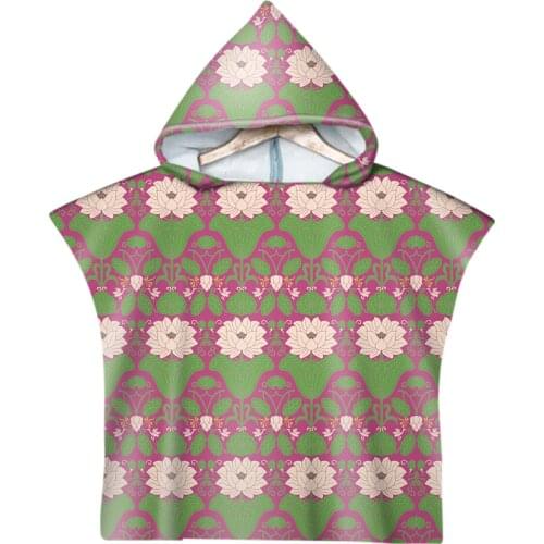 Colorful Flowers Pattern Microfiber Beach Towel For Baby Children Soft Hooded Bath Towel Swimming Cloak