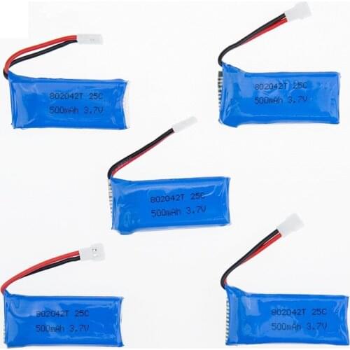 500mAh 3.7V 25C 802042 Lipo Battery Hubson h107 h107c H107P Udi U942A U816 JXD385 Helicopter 5 pcs/lot