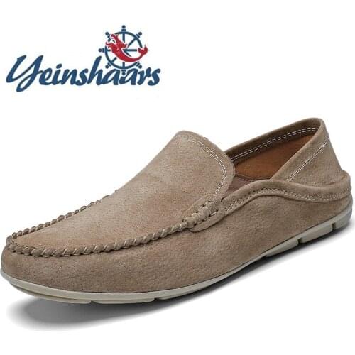 Loafers Men Casual Summer Shoes Male Comfortable Leather Shoes Suede Lightweight Driving Shoes Fashion Flat Walking Shoes Soft