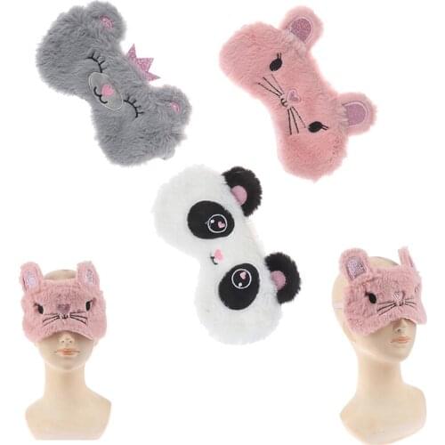 Panda Eye Mask Women Plush Animal Mouse Bear Eye Cover Cute Plush Eye Mask Girl Toy Suitable For Travel Home Party Eyeshade