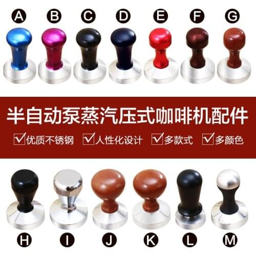 Stainless steel compressor powder pressing hammer solid Italian coffee machine handle filler thread flat bottom tamper tool