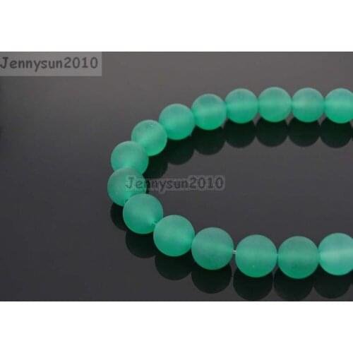 Natural Matte Green Ag-ate 8mm Frosted Gems stones Round Ball Loose Spacer Beads 15'' 5 Strands/ Pack