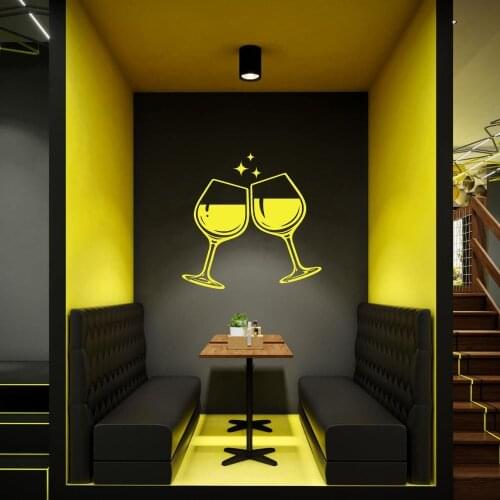 New Sparkling Champagne Glass Toast Word Resto-bar Wall Art Decoration Removable A001226