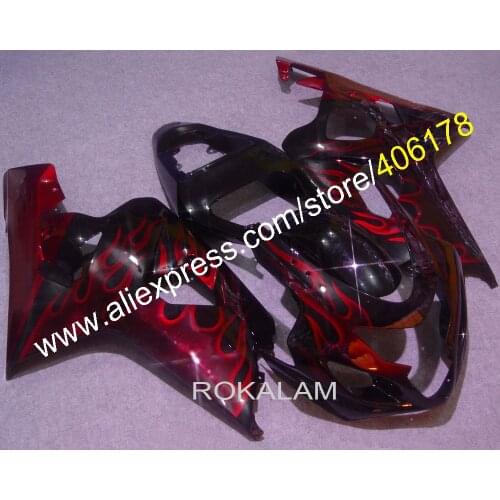 For Suzuki GSX-R 600 750 K4 2004 2005 GSXR600 GSXR750 05 04 Red Flame ABS Sportbike Fairings Kit (Injection Molding)
