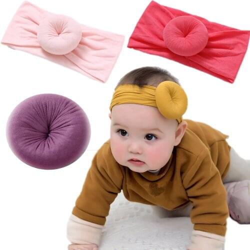 Cute Baby Donut Nylon Headbands Wide Cotton Headwraps Soft Headwear Christmas Infants Turban Hair Accessories For Baby Girls