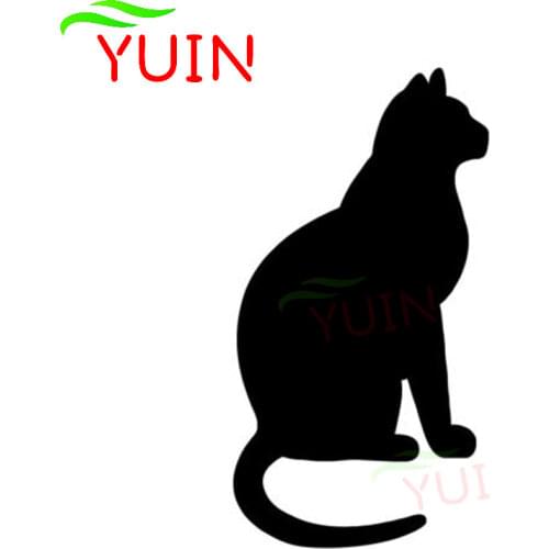 Sitting Cat Silhouette Cute Animal Window Bumper Sticker Fashion Decoration PVC Waterproof Decal Black/white/red/laser/silver