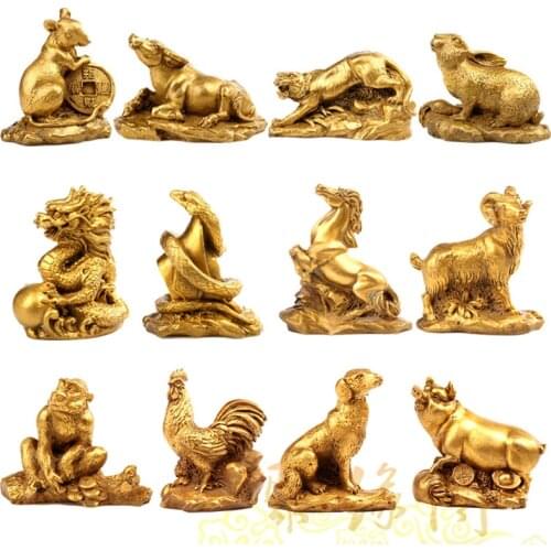Chinese Zodiac twelve statue copper Animal ornament rat ox tiger rabbit dragon snake horse sheep monkey chicken dog pig figure