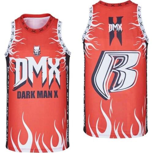BG DMX DARK MAN X jersey Embroidery sewing Outdoor sportswear Hip-hop culture movie red summer basketball jerseys
