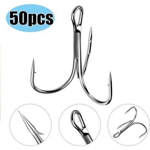 50pcs/ Set High Carbon Steel Treble Fishing Hooks 8# 6# Offset Fishooks For Carp Fishing Overturned Sharp Hooks Fish Tackle New