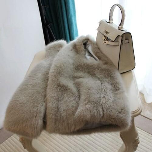 2020 autumn winter women elegant grey faux fur vests sleeveless fake fur jackets v-neck warm faux fur waistcoat A297