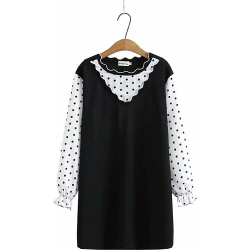 Plus size Ruffles V neck patchwork women loose Straight dresses 2021 new spring chiffon casual lady dress female pullovers tops