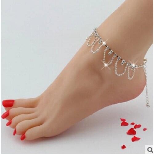 Celeb Crystal Rhinestone Charm Drop Ankle Chain Bracelet Anklet Wedding Jewelry