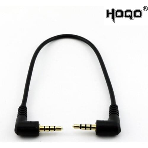 1x Gold Plated Plug Stereo 3.5mm 4 Pole Male to Male Right Angle Plug M/M Audio Short Connector Cable Cord 20cm